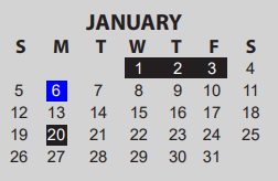 District School Academic Calendar for O C Taylor Ctr for January 2025
