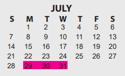 District School Academic Calendar for Fletcher Elementary for July 2024