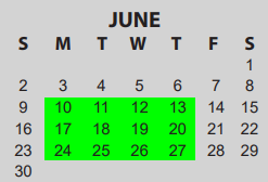 District School Academic Calendar for Charlton-Pollard Elementary for June 2025