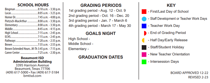 District School Academic Calendar Key for Fletcher Elementary