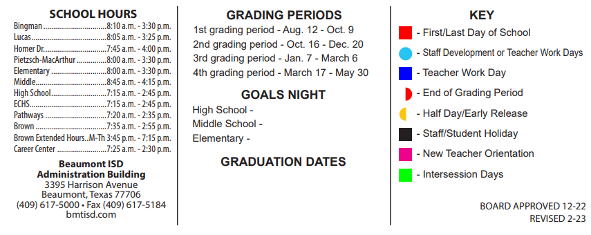 District School Academic Calendar Key for Martin Elementary