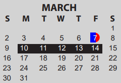 District School Academic Calendar for South Park Middle for March 2025