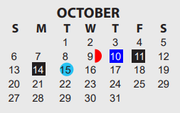 District School Academic Calendar for Bingman Head Start for October 2024