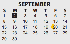 District School Academic Calendar for Fehl-Price Classical Academy for September 2024