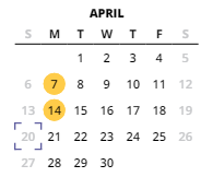 District School Academic Calendar for School Of Science & Technology for April 2025