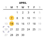 District School Academic Calendar for Mountain View Middle School for April 2025