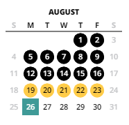 District School Academic Calendar for Oak Hills Elementary School for August 2024