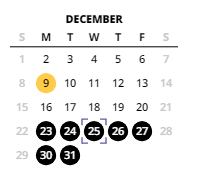 District School Academic Calendar for Mountain View Middle School for December 2024