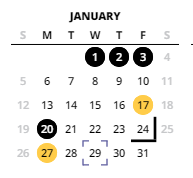 District School Academic Calendar for School Of Science & Technology for January 2025