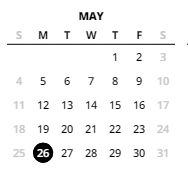 District School Academic Calendar for Meadow Park Middle School for May 2025