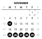 District School Academic Calendar for Meadow Park Middle School for November 2024