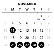 District School Academic Calendar for School Of Science & Technology for November 2024