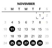 District School Academic Calendar for Mountain View Middle School for November 2024