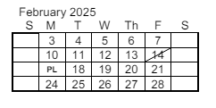 District School Academic Calendar for Bertha Barber Elementary Sch for February 2025