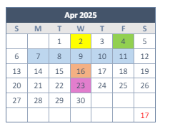 District School Academic Calendar for Podermas for April 2025