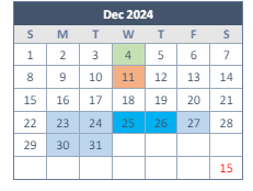 District School Academic Calendar for Podermas for December 2024