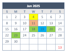 District School Academic Calendar for Podermas for June 2025