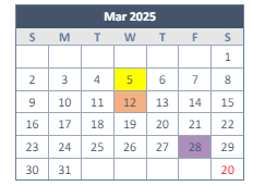 District School Academic Calendar for Podermas for March 2025