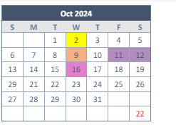District School Academic Calendar for Podermas for October 2024
