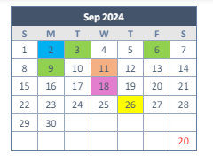 District School Academic Calendar for Podermas for September 2024