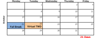 District School Academic Calendar for Mary Mae Jones ELEM. School for October 2024