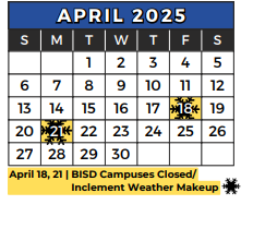 District School Academic Calendar for Grace E Hardeman Elementary for April 2025