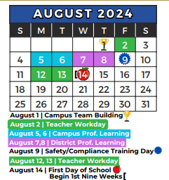 District School Academic Calendar for Richland Elementary for August 2024