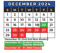 District School Academic Calendar for North Richland Middle for December 2024