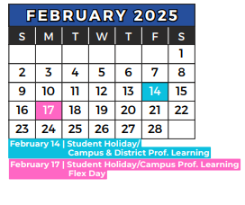 District School Academic Calendar for G E D for February 2025