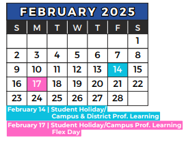 District School Academic Calendar for North Ridge Elementary for February 2025