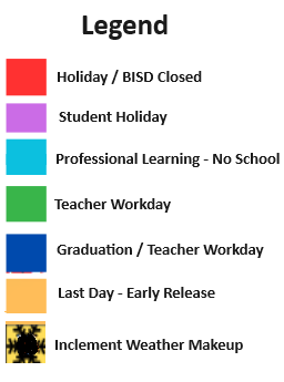 District School Academic Calendar Legend for Richland Elementary