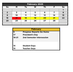 District School Academic Calendar for Gateway School for February 2025