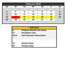 District School Academic Calendar for Norwood Elementary School for February 2025