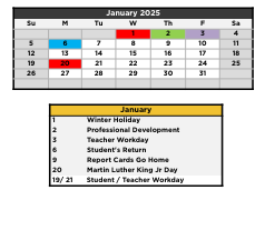 District School Academic Calendar for Robert C Arthur Elementary School for January 2025