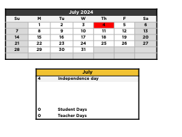 District School Academic Calendar for Lewis Elementary School for July 2024