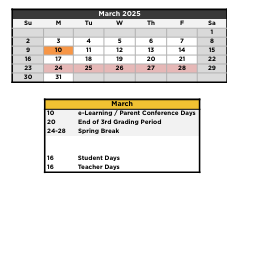 District School Academic Calendar for Epic School for March 2025