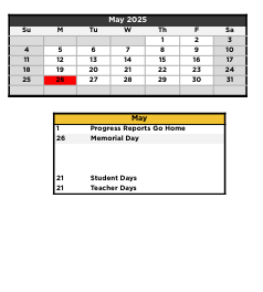 District School Academic Calendar for Epic School for May 2025
