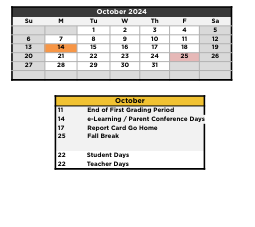 District School Academic Calendar for Tuggle Elementary School for October 2024