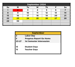 District School Academic Calendar for Jackson Elementary School for September 2024