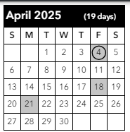 District School Academic Calendar for Horizon Middle School for April 2025