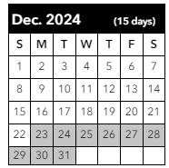 District School Academic Calendar for Horizon Middle School for December 2024