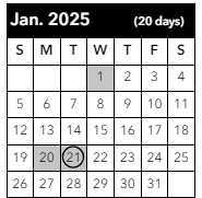 District School Academic Calendar for Horizon Middle School for January 2025