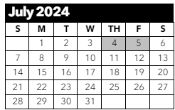 District School Academic Calendar for Horizon Middle School for July 2024