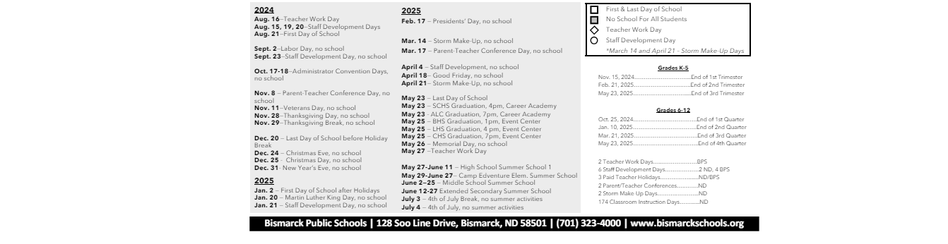 District School Academic Calendar Key for Horizon Middle School