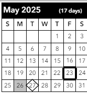 District School Academic Calendar for Horizon Middle School for May 2025