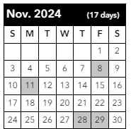 District School Academic Calendar for Horizon Middle School for November 2024