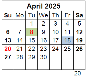 District School Academic Calendar for Saeger Middle for April 2025
