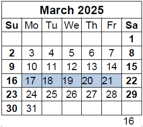 District School Academic Calendar for Saeger Middle for March 2025