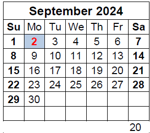 District School Academic Calendar for Saeger Middle for September 2024