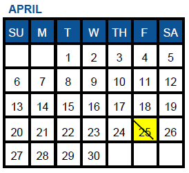 District School Academic Calendar for Cedar Hills Elementary for April 2025